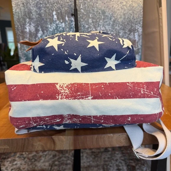 Joe Boxer American Flag Vintage (early 2000’s) Y2K Canvas Backpack - Picture 9 of 11